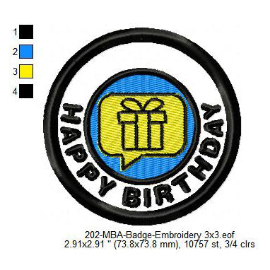 Happy Birthday Merit Adulting Badge Machine Embroidery Digitized Design Files