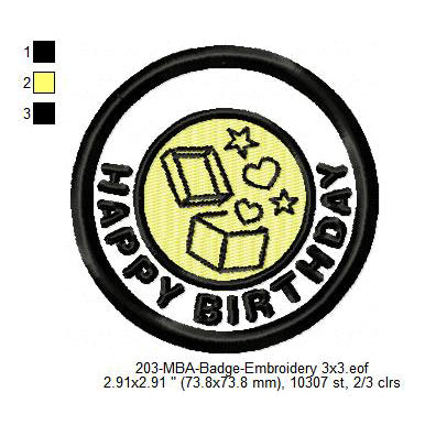 Happy Birthday Merit Adulting Badge Machine Embroidery Digitized Design Files