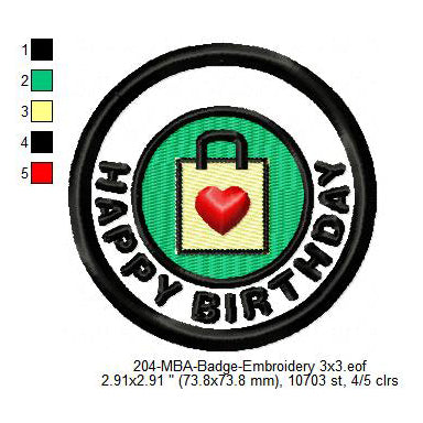 Happy Birthday Merit Adulting Badge Machine Embroidery Digitized Design Files