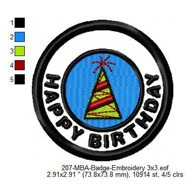 Happy Birthday Hat Merit Adulting Badge Machine Embroidery Digitized Design Files