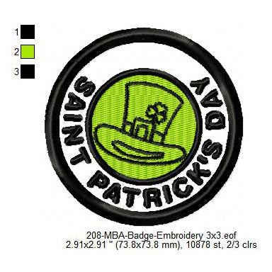 Saint Patrick's Day Merit Adulting Badge Machine Embroidery Digitized Design Files