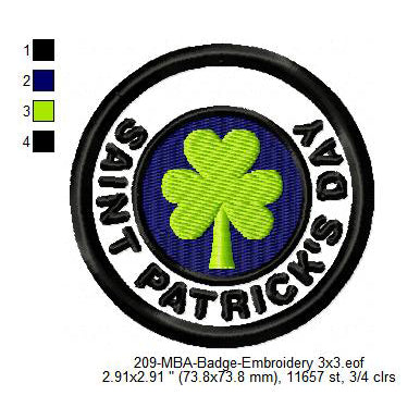 Saint Patrick's Day Three Leaf Clover Merit Adulting Badge Machine Embroidery Digitized Design Files