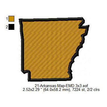 Arkansas State Map Machine Embroidery Digitized Design Files