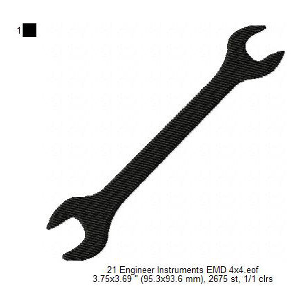 Wrench Silhouette Tools Icon Machine Embroidery Digitized Design Files