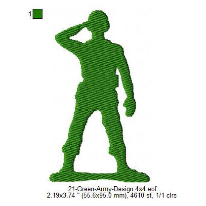 Green Army Silhouette Machine Embroidery Digitized Design Files