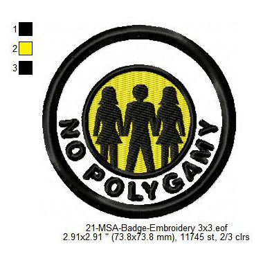 No Polygamy Mormon Merit Adulting Badge Machine Embroidery Digitized Design Files