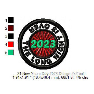 The Long Night Is Over 2023 New Year Wishing Merit Badge Machine Embroidery Digitized Design Files