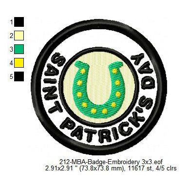 Saint Patrick's Day Horse Shoe Merit Adulting Badge Machine Embroidery Digitized Design Files