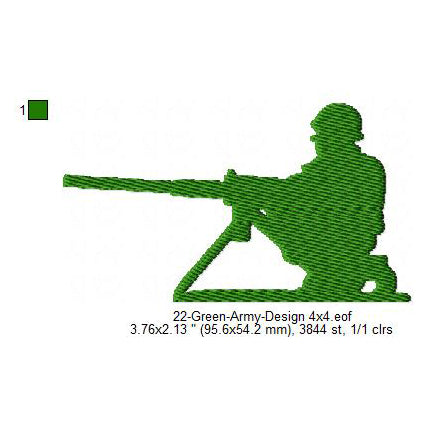 Green Army Silhouette Machine Embroidery Digitized Design Files