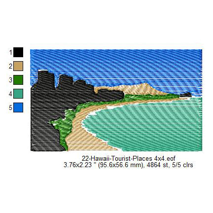 Hawaii Tourist Places Silhouette Machine Embroidery Digitized Design Files