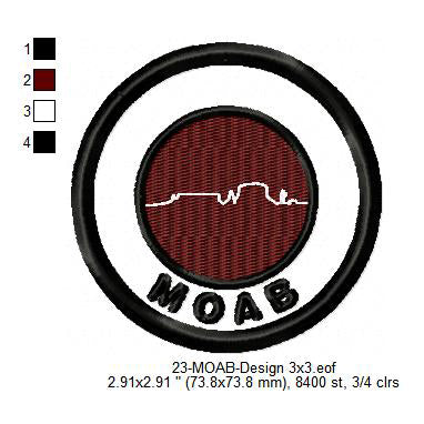 MOAB National Park Merit Adulting Badge Machine Embroidery Digitized Design Files