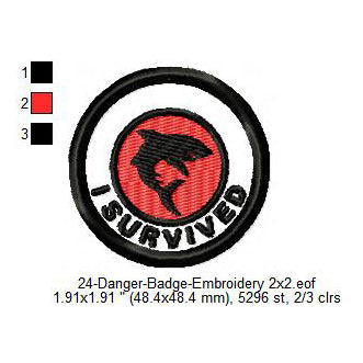 I Survived Shark Merit Adulting Badge Machine Embroidery Digitized Design Files