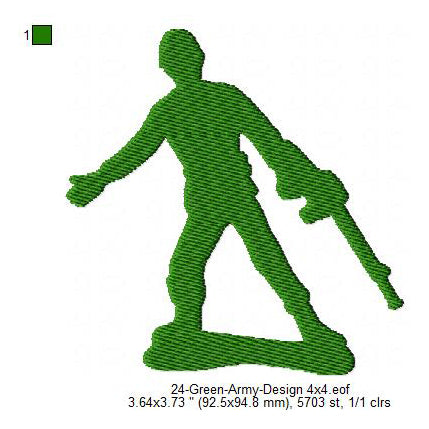 Green Army Silhouette Machine Embroidery Digitized Design Files