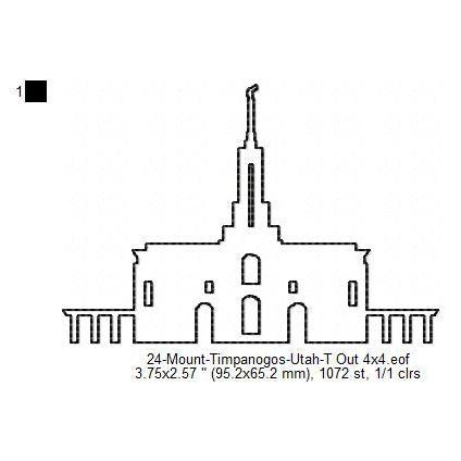 Mount Timpanogos Utah LDS Temple Outline Machine Embroidery Digitized Design Files