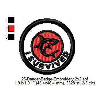 I Survived Shark Merit Adulting Badge Machine Embroidery Digitized Design Files