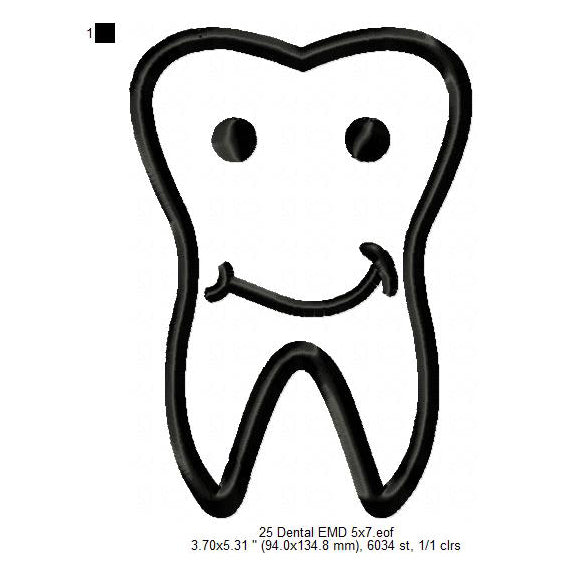 Dental Dentist Symbols Icon Line Art Machine Embroidery Digitized Design Files