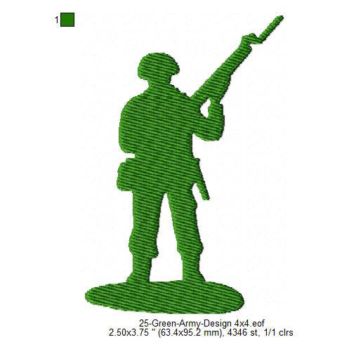 Green Army Silhouette Machine Embroidery Digitized Design Files