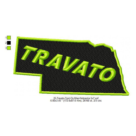 Travato Nebraska State Map Designs Machine Embroidery Digitized Design Files