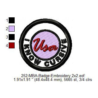 I Know Cursive Merit Adulting Badge Machine Embroidery Digitized Design Files