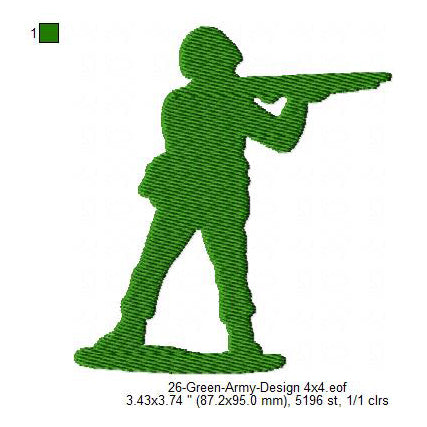 Green Army Silhouette Machine Embroidery Digitized Design Files