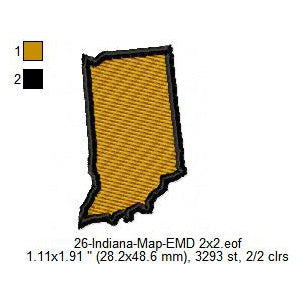 Indiana State Map Machine Embroidery Digitized Design Files