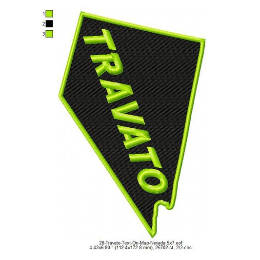 Travato Nevada State Map Designs Machine Embroidery Digitized Design Files