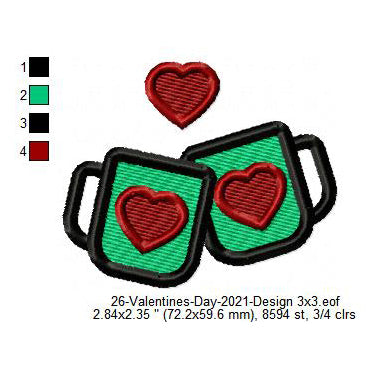 Love Mug Symbol Valentines Day Machine Embroidery Digitized Design Files