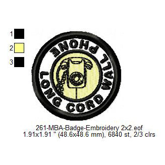 Long Cord Wall Phone Merit Adulting Badge Machine Embroidery Digitized Design Files