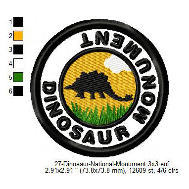 Dinosaur National Monument National Park Merit Adulting Badge Machine Embroidery Digitized Design Files