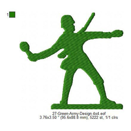 Green Army Silhouette Machine Embroidery Digitized Design Files