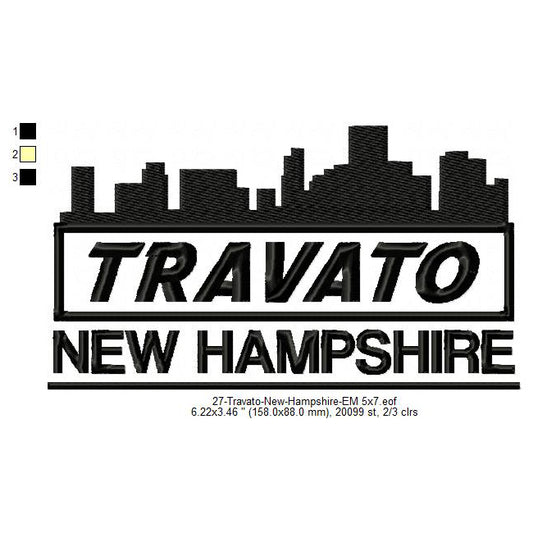 Travato New Hampshire State Designs Machine Embroidery Digitized Design Files