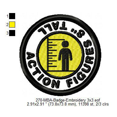 Action Figures 8 Inch Tall Merit Adulting Badge Machine Embroidery Digitized Design Files