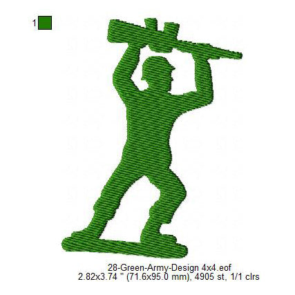 Green Army Silhouette Machine Embroidery Digitized Design Files