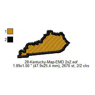Kentucky State Map Machine Embroidery Digitized Design Files