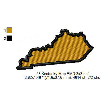 Kentucky State Map Machine Embroidery Digitized Design Files