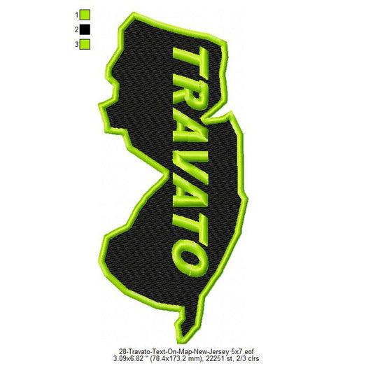 Travato New Jersey State Map Designs Machine Embroidery Digitized Design Files