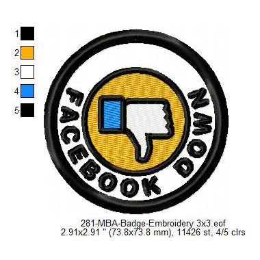 Facebook Down Merit Adulting Badge Machine Embroidery Digitized Design Files