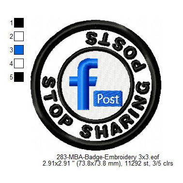 Stop Sharing Posts Merit Adulting Badge Machine Embroidery Digitized Design Files