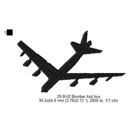 B-52 Bomber Aircraft Silhouette Machine Embroidery Digitized Design Files