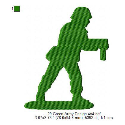 Green Army Silhouette Machine Embroidery Digitized Design Files