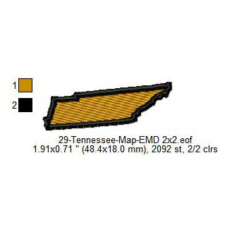Tennessee State Map Machine Embroidery Digitized Design Files