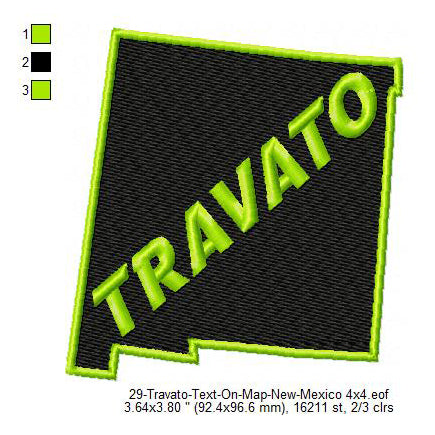 Travato New Mexico State Map Designs Machine Embroidery Digitized Design Files