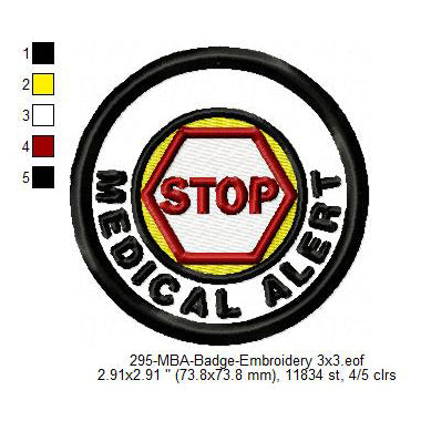 Medical Alert Merit Adulting Badge Machine Embroidery Digitized Design Files