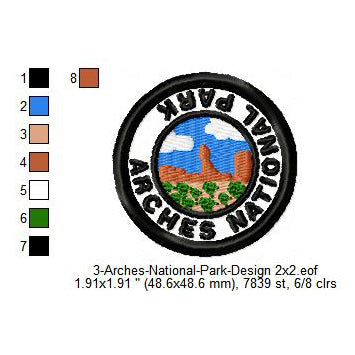 Arches National Park Merit Adulting Badge Machine Embroidery Digitized Design Files
