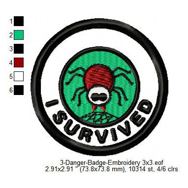 I Survived Spider Merit Adulting Badge Machine Embroidery Digitized Design Files