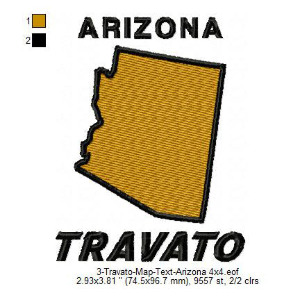 Travato Arizona State Map Designs Machine Embroidery Digitized Design Files