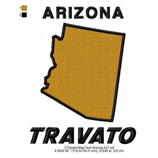 Travato Arizona State Map Designs Machine Embroidery Digitized Design Files