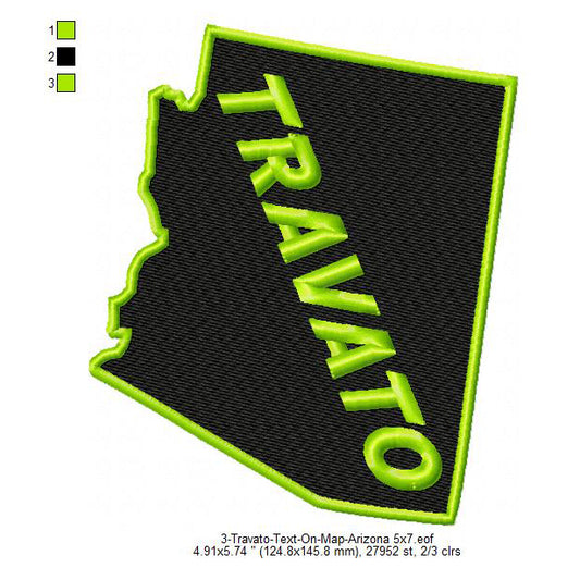 Travato Arizona State Map Designs Machine Embroidery Digitized Design Files