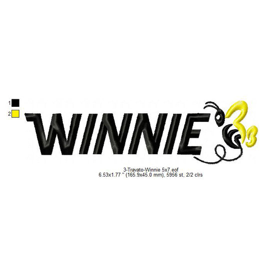 Travato Winnie Logo Patch Machine Embroidery Digitized Design Files