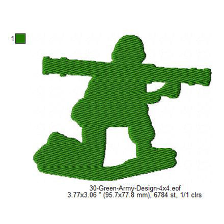 Green Army Silhouette Machine Embroidery Digitized Design Files